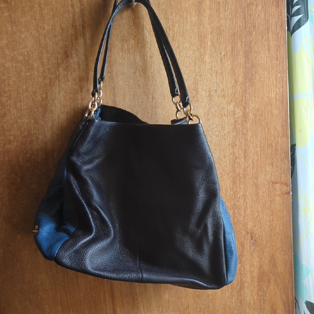 Elegant Black and Blue Women's Coach Handbag